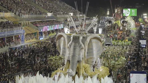 Carnival Float from Mocidade Samba School at Rio's Carnival Parade - Brazil 2022 Stock Footage 193750401