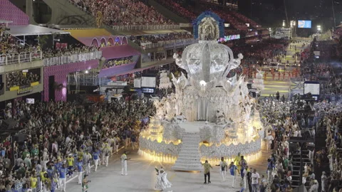 Carnival Float from Tuiuti Samba School at Rio's Carnival Parade - Brazil 2022 Stock Footage 194171470