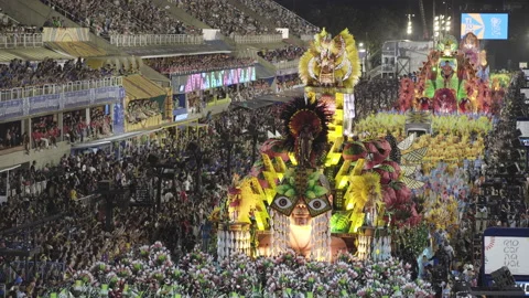 Carnival Float from Unidos da Tijuca Samba School at Rio Carnival Parade - 2022 Stock Footage 190044485