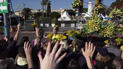 Carnival flower parade in Nice Stock Footage 146027101