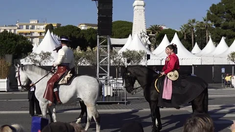 Carnival flower parade in Nice Stock Footage 146027179