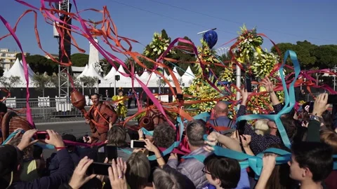 Carnival flower parade in Nice Stock Footage 146027182