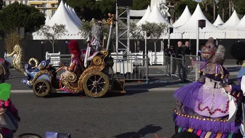 Carnival flower parade in Nice Stock Footage 146027348