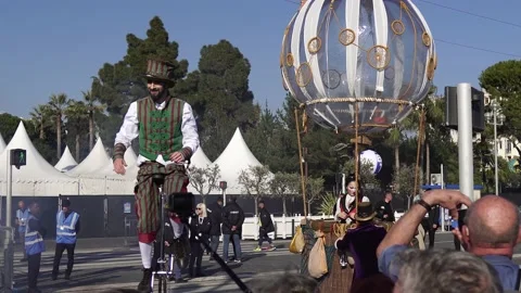 Carnival flower parade in Nice Stock Footage 146027394