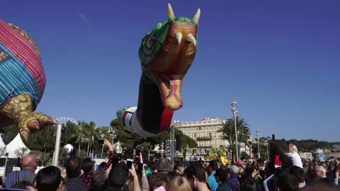 Carnival flower parade in Nice Stock Footage 146027632