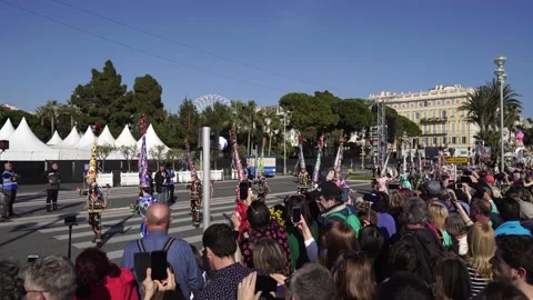 Carnival flower parade in Nice. Stock Footage 146027683