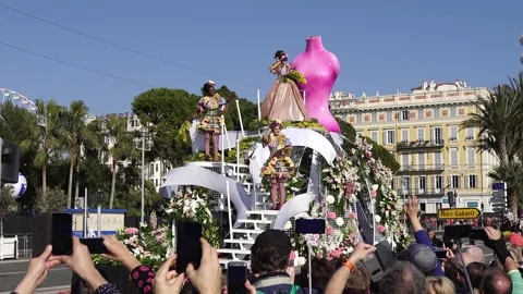 Carnival flower parade in Nice Stock Footage 146027730