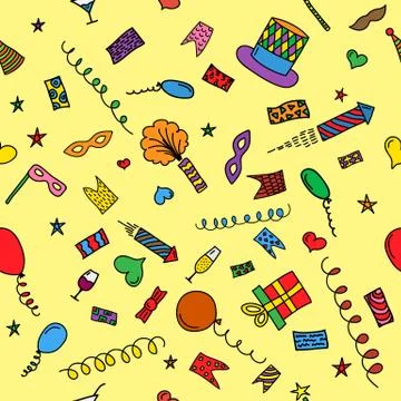 Carnival hand drawn seamless pattern Stock Illustration