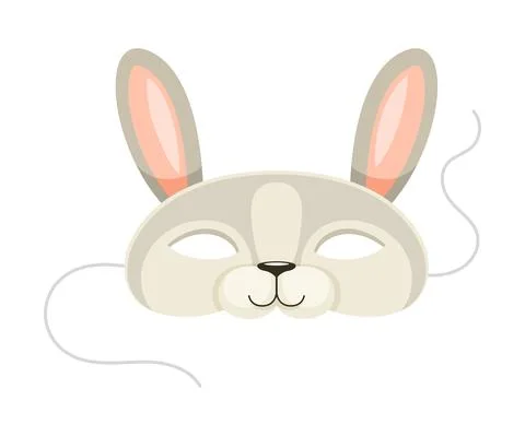 Carnival Hare Mask with Strings as Head Accessory for Festive Party Celebration Stock Illustration