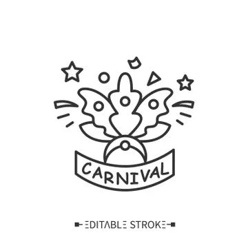 Carnival hat line icon. Editable illustration Illustrazione stock