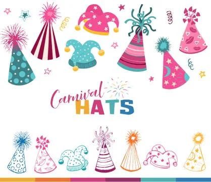 Carnival hats set Stock Illustration