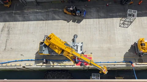 Carnival Legend baggage loading with mobile conveyor equipment at Dover Cruise Stock Footage 346798699