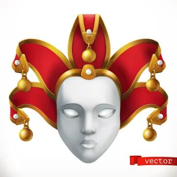 Carnival mask 3d vector icon Stock Illustration