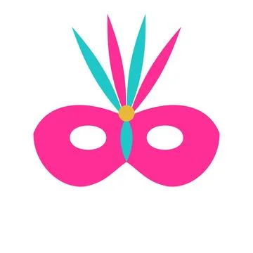Carnival mask with feathers, flat icon Stock Illustration