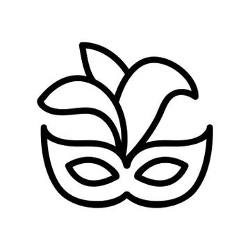 Carnival mask with feathers icon vector outline illustration Stock Illustration