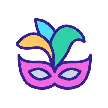 Carnival mask with feathers icon vector outline illustration Illustrazione stock