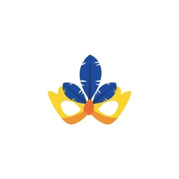 Carnival mask flat on white background Illustrazione stock