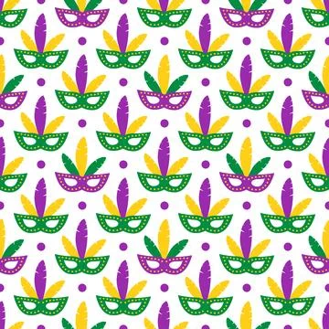 Carnival mask seamless pattern.  Mardi Gras vector background.  Easy to edi.. Illustration