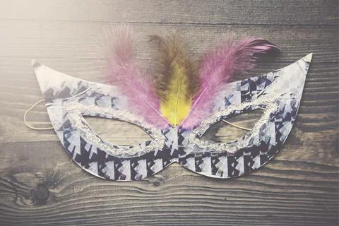 Carnival mask on table Stock Photos