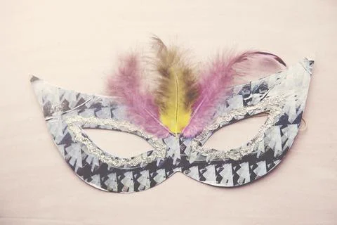 Carnival mask on table Stock Photos