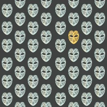 Carnival masks seamless pattern Stock Illustration