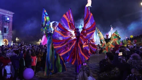 Carnival in Nice. Parade of light Stock Footage 146227489