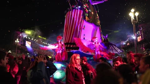 Carnival in Nice. Parade of light Stock Footage 146227721