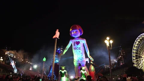 Carnival in Nice. Parade of light Stock Footage 146227780