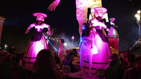 Carnival in Nice. Parade of light Stock Footage 146227781