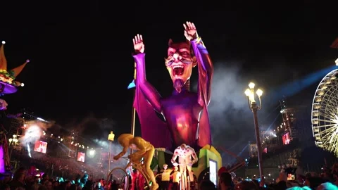 Carnival in Nice. Parade of light Stock Footage 146227783