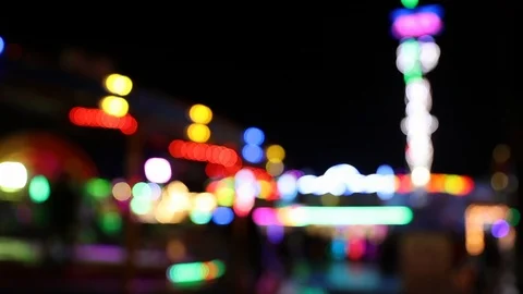 Carnival at night with defocused blinking lights Stock Footage 120527138