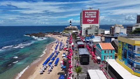 Carnival Parade. Beach Landscape. All Saints Bay. Downtown District. Video stock 333430563