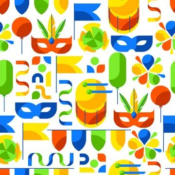 Carnival party pattern. Mardi Gras illustration for traditional holiday or Illustrazione stock