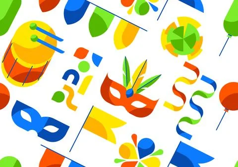 Carnival party pattern. Mardi Gras illustration for traditional holiday or Stock-Illustration