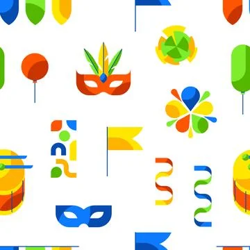 Carnival party pattern. Mardi Gras illustration for traditional holiday or Illustrazione stock
