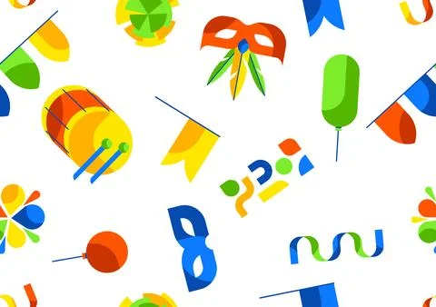 Carnival party pattern. Mardi Gras illustration for traditional holiday or Stock-Illustration