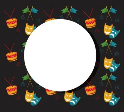 Carnival party round frame 스톡 일러스트