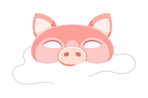 Carnival Pig Mask with Strings as Head Accessory for Festive Party Celebration 스톡 일러스트