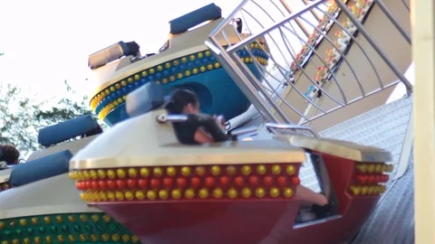 Carnival Ride fast close up spining Stock Footage 92203259