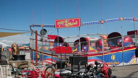 Carnival Ride Operating at Mile High Flea Market in Colorado Stock Footage 345718852