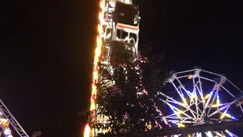 Carnival Rides at Night Stock Footage 98341763