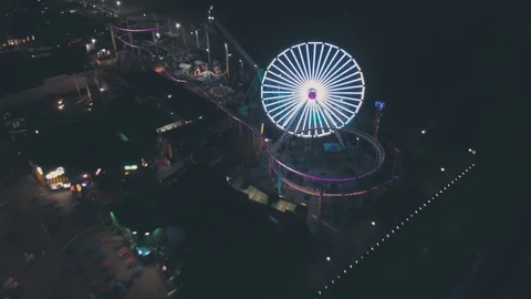 Carnival Rides On A Pier Stock Footage 81568759