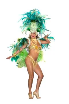 Carnival, Samba Dancer, dressed in feather costume Stock Photos
