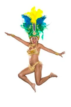 Carnival, Samba Dancer, dressed in feather costume Stock Photos