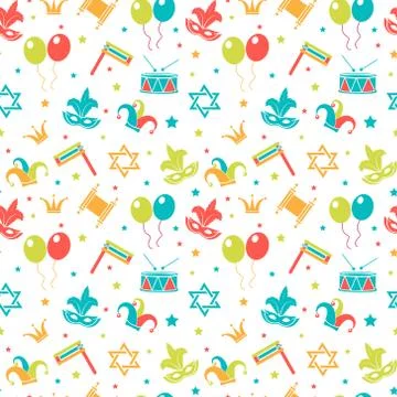 Carnival seamless pattern. Purim repetitive texture. Holiday, masquerade Stock Illustration