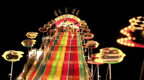 Carnival slide night M HD Stock Footage