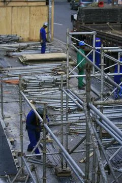 Carnival structure disassembly Stock Photos