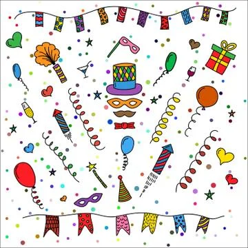 Carnival symbols collection Stock Illustration