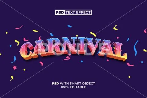 Carnival Text Effect 3D Curved Style PSD Template