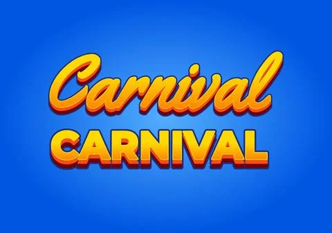 Carnival text effect in 3D look. Yellow color Stock Illustration